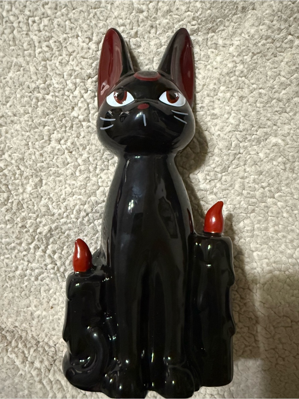 Killstar Black and Red Ceramic Cat Figurine for Pets Decor